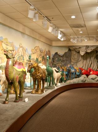 Horse exhibit inside the Belz Museum of Asian & Judaic Art