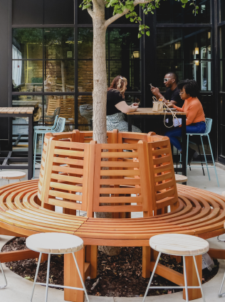 outdoor beer garden at capiton hotel