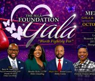 The M.I.A. Foundation “Worth Fighting For” Gala & Fundraiser graphic featuring boxing gloves, butterflies, event speakers and October 18 event details.