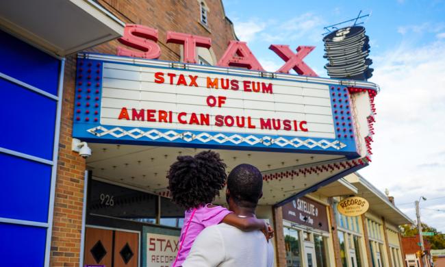Dad and daughter at the Stax Museum of American Soul Music