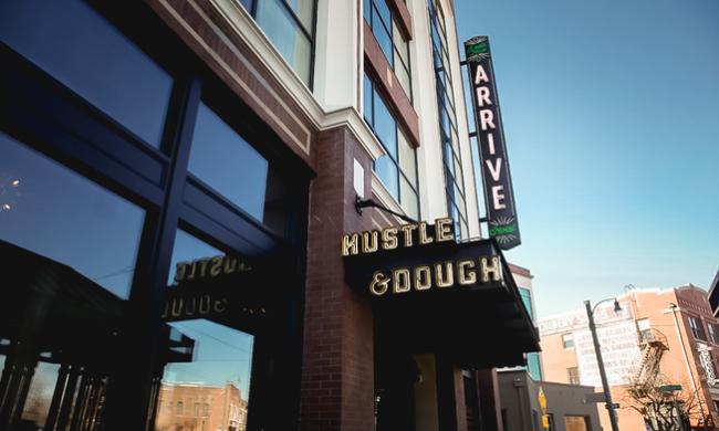 ARRIVE Hotel and Hustle &amp; Dough Exterior | Alex Shansky