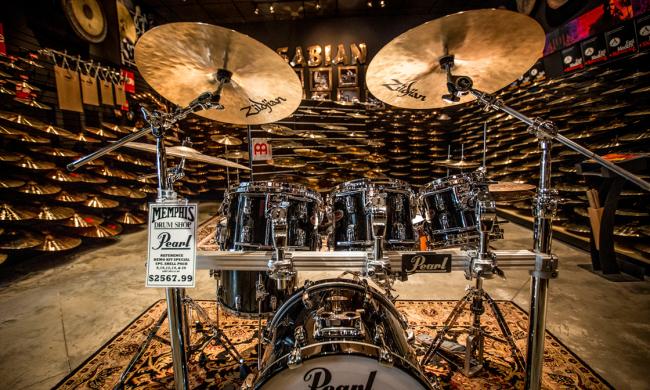 A drum kit at Memphis Drum Shop